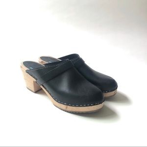 LOTTA FROM STOCKHOLM High Heel Black Leather Clogs